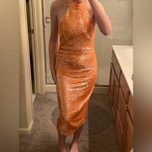 Sequin Orange Dress
